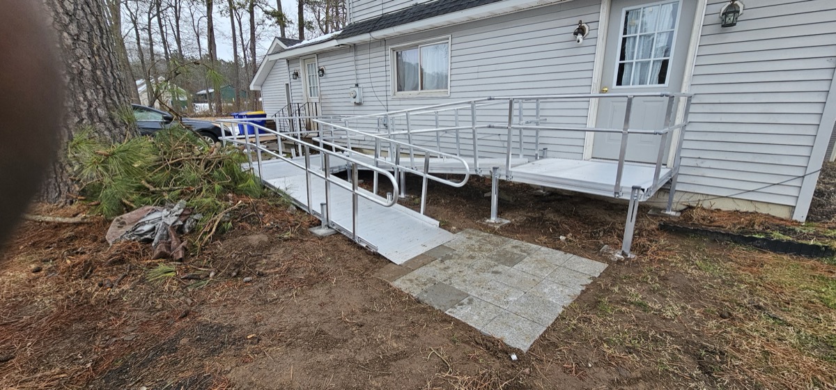 Wheelchair ramp installation in progress