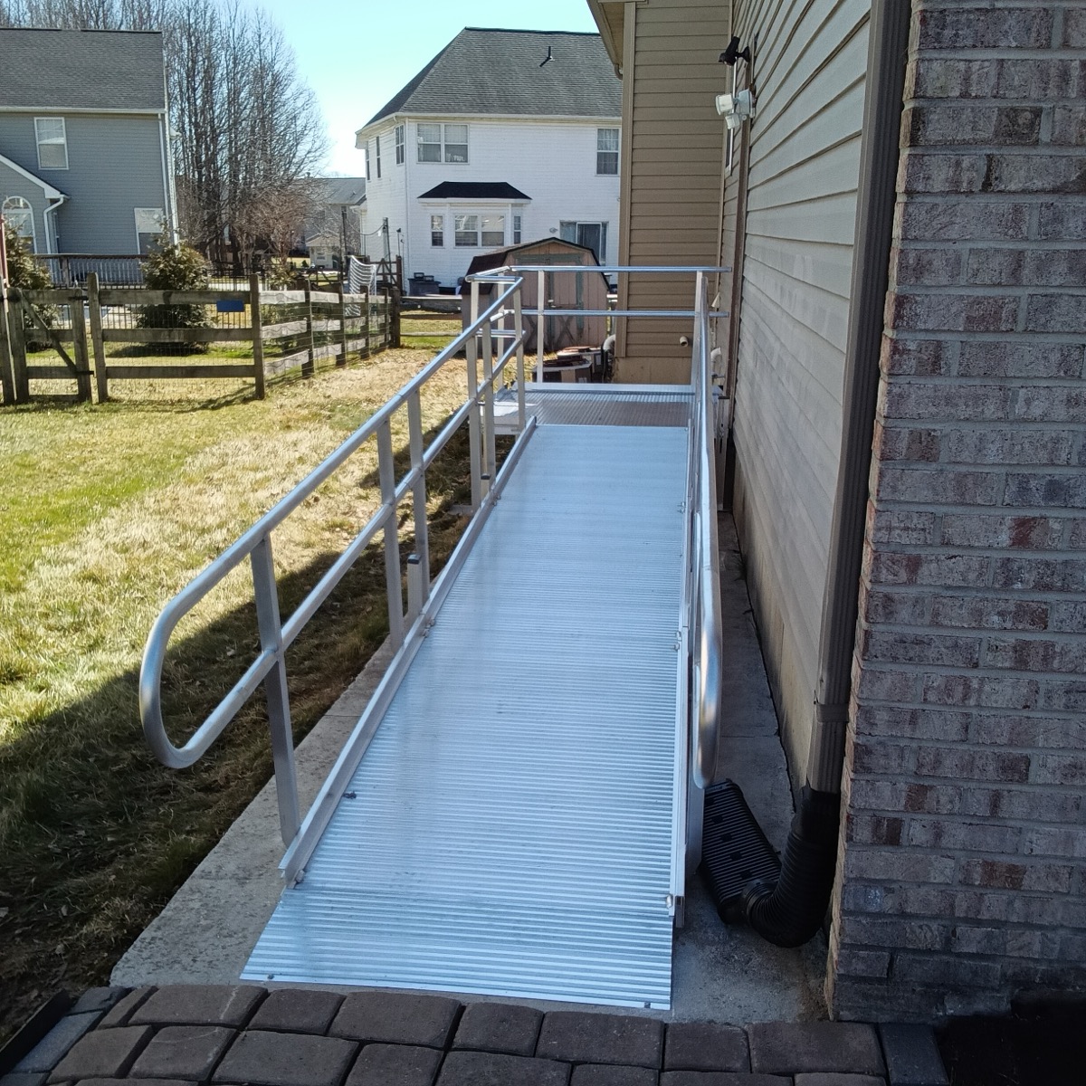 Completed ramp with safety rails